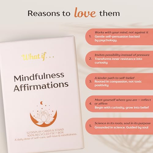 Ariond What If... Mindful Daily Affirmation Cards for Women, Motivational Cards with Display Stand, Encouragement Gifts for Women, Gifts for People with Anxiety