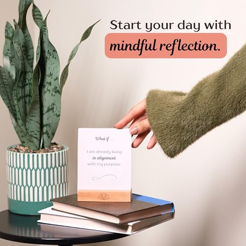 Ariond What If... Mindful Daily Affirmation Cards for Women, Motivational Cards with Display Stand, Encouragement Gifts for Women, Gifts for People with Anxiety