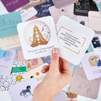 Happier Me Affirmation Cards Displayed Over many Affirmation Cards