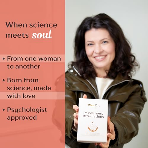 Ariond What If... Mindful Daily Affirmation Cards for Women, Motivational Cards with Display Stand, Encouragement Gifts for Women, Gifts for People with Anxiety
