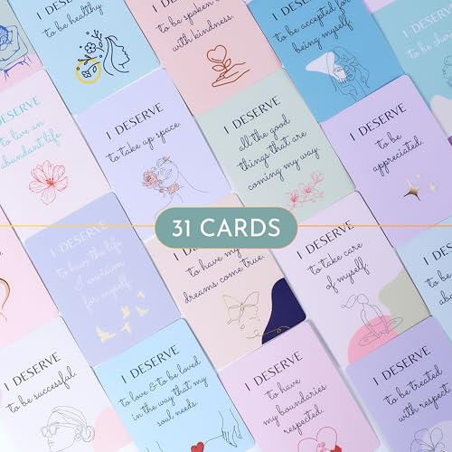 Ariond I DESERVE Daily Affirmation Cards for Women - Mindfulness Cards for New Beginnings and Healing, Divorce Gifts and Break Up Gifts for Women